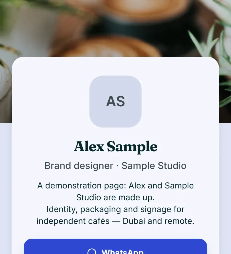 The example page in Floating
