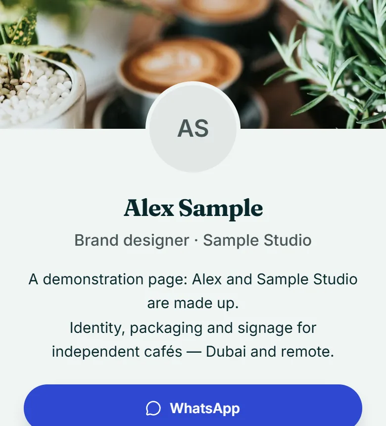 The example page in Card & Cover