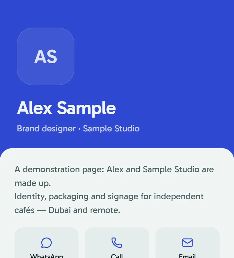The example page in Meridian