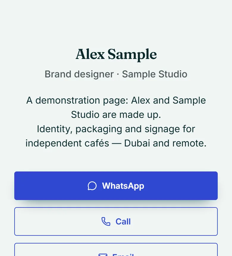 The example page in Quiet